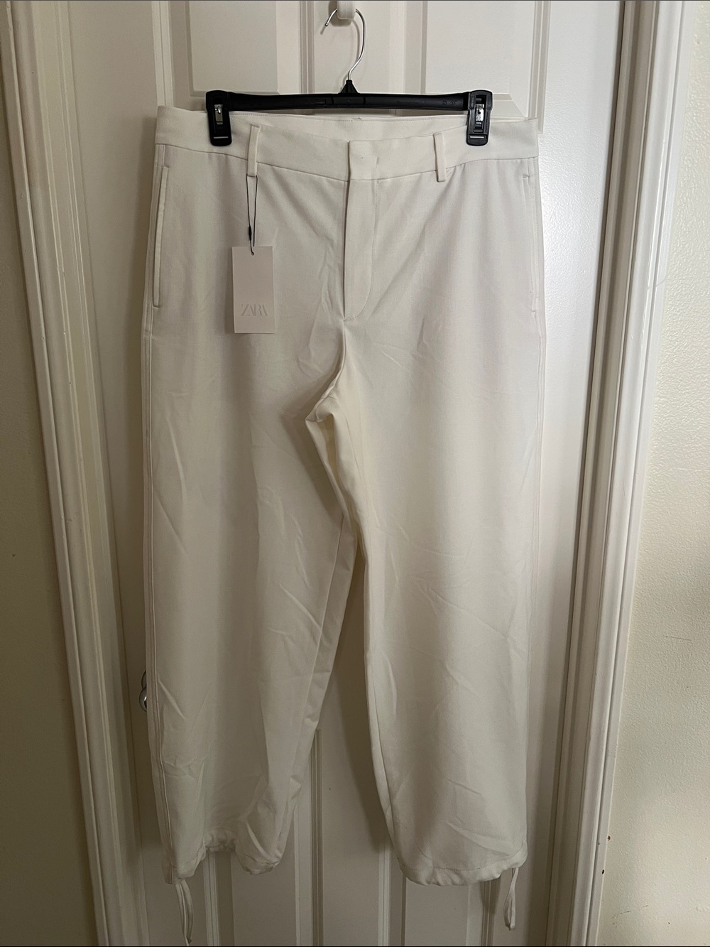 Zara Cream Drawstring Hem Men's Chinos
